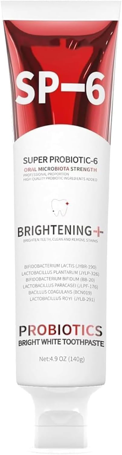 Sp-6 Probiotics Whitening Toothpaste, Sp-6 Ultra Whitening Toothpaste, Enhanced Formula with Enamel-Safe, Fluoride-Free, Fresh Breath Mint Flavor for Oral Health (1) 1