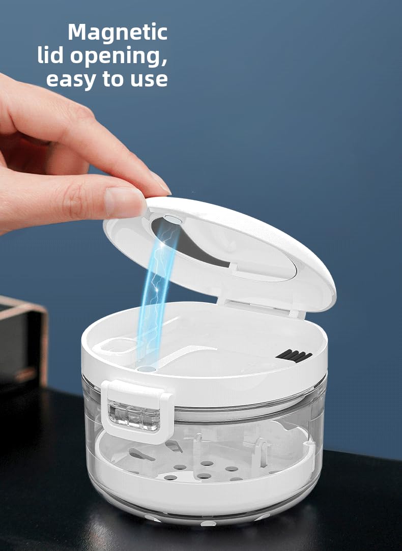 [Australia] - Automatic Rising Denture CleanserCup, Denture Case with RemovableBasket,100% Leakproof Retainer &Night Guard Cleaner Box,includesTravel Mirror & Brush, BPA-Free 