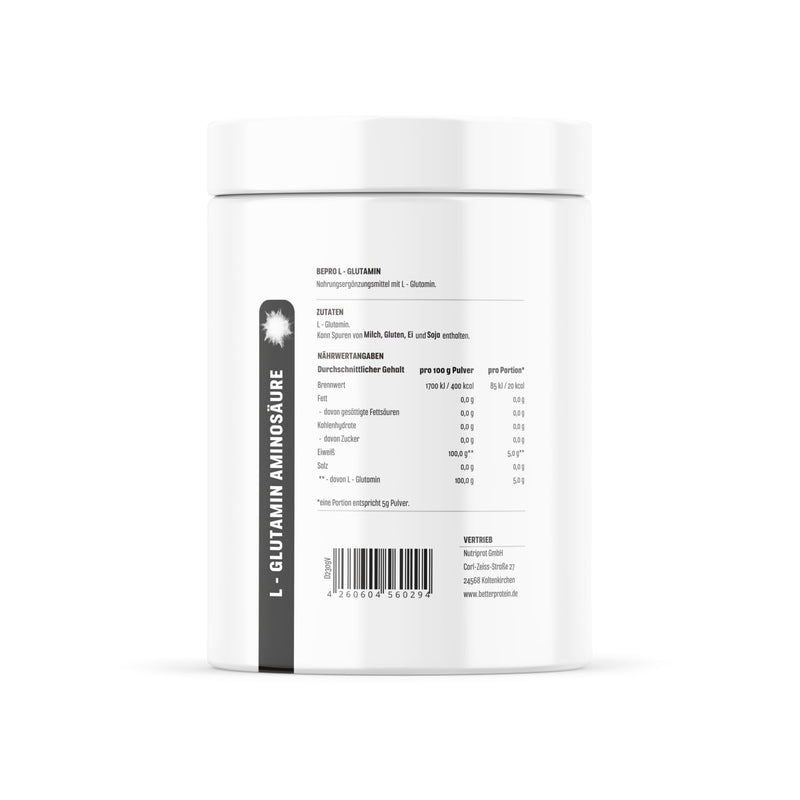 [Australia] - L-Glutamine - Neutral - Made in Germany - BetterProtein® - 100% pure high-dose amino acid for building muscle and losing weight Vegan & Natural - 500g can 