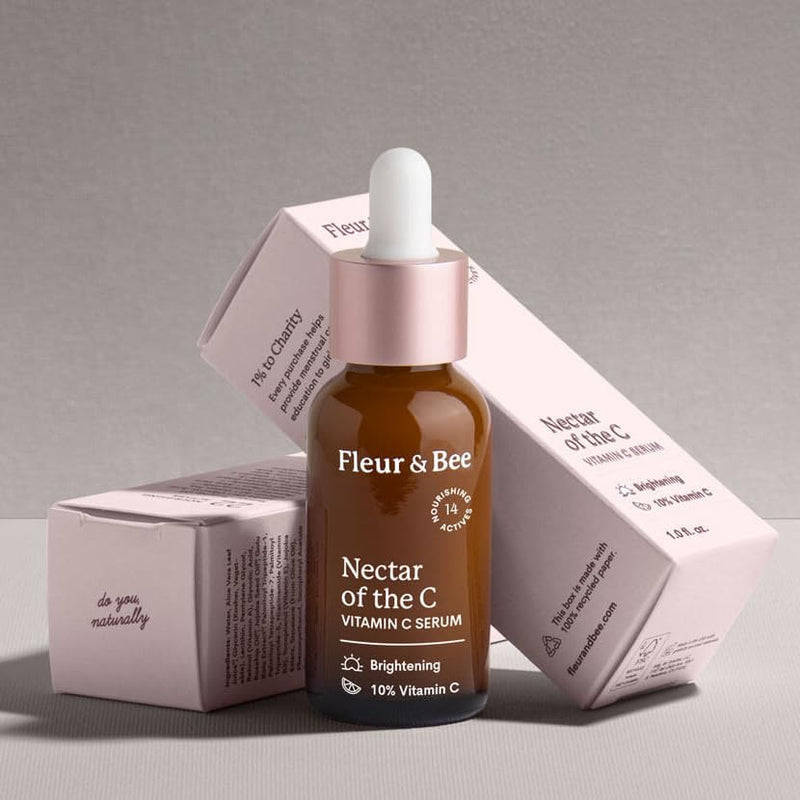 Vitamin C Serum for Face - 10% Vitamin C with Hyaluronic Acid, Vitamin E - Vegan & Clean - Anti Aging, Reduce Appearance of Wrinkles, Dark Age Spots, Lines - Nectar of the C by Fleur & Bee (1 Fl Oz) 1 Fl Oz (Pack of 1)