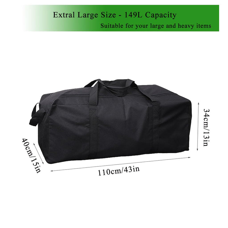 149L Extra Large Duffle Bag with Side Zipper, Heavy Duty 600D Waterproof Moving Bag for Travel & Camping, Foldable Cargo Luggage for Sports Gear with Lockable Zippers (149L) 149L