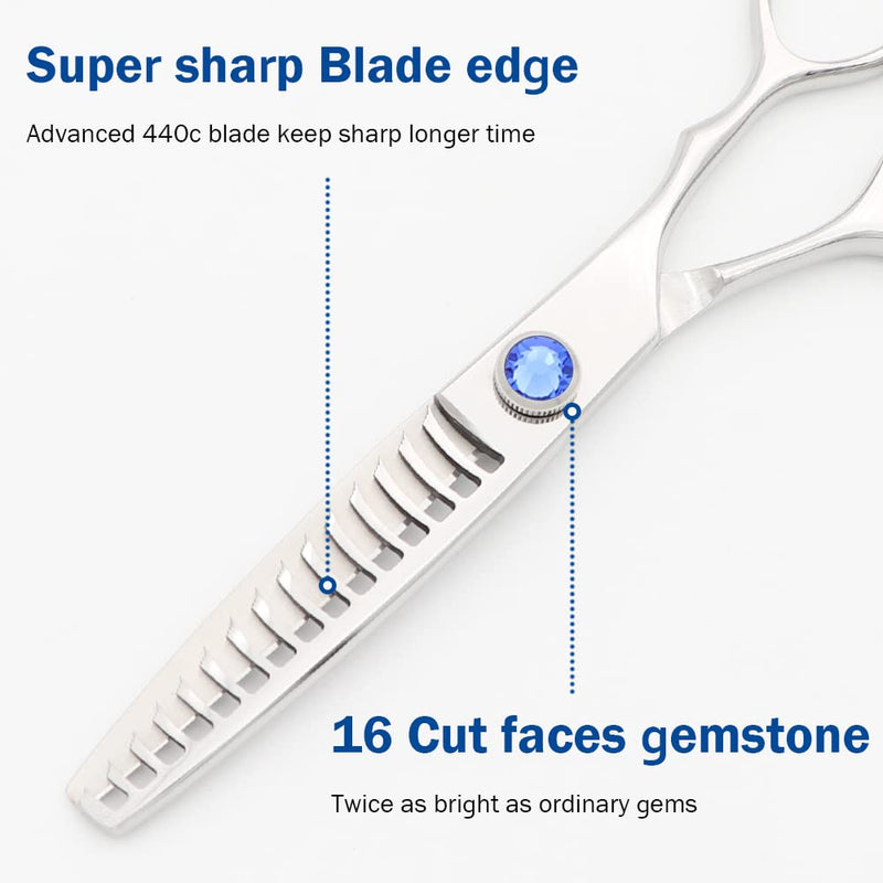 6.5" Professional Texturizing Scissors Hair Thinning Shears Cutting Teeth Shears Japanese Stainless Steel Blue