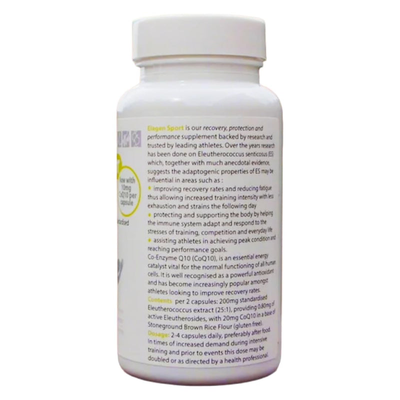 Elagen Sport All Natural Athlete Supplement for Endurance & Recovery with Eleuthero Extract (Siberian Ginseng) and CoQ10, 90 Capsules