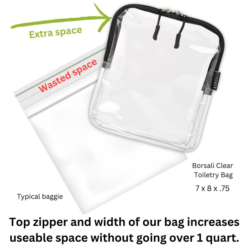 TSA-Approved Clear Toiletry Bag Set of Four Colors. Breeze Through Security, Access Items Fast and Organize Travel items by Color