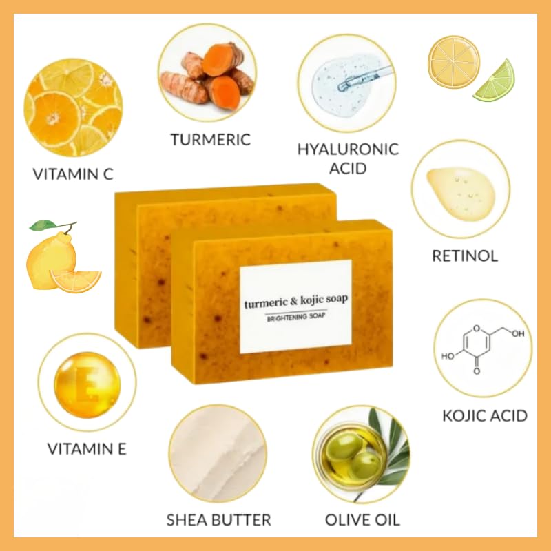 Lemon Turmeric Soap Wash and Care 8Piece Set Facial Cleanser & Soap Bar,Face & Body Cleanser, Face Wash and Natural Handmade for All Skin Types Bring a Bubble