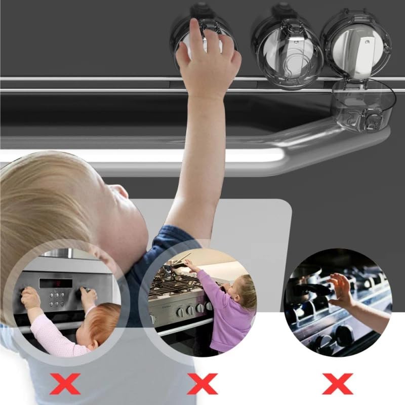 [Australia] - Family's favorite 5pcs Stove Knob Covers for Child Safety, Universal Size for Any Stove Size, Child proof Oven Knob Covers for Kids and Pets, Heat Resistant, Waterproof, 5 PCS, with Adhesive 
