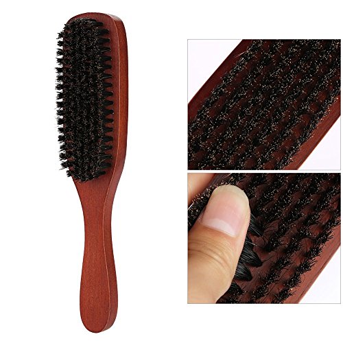 [Australia] - Qkiss Natural Hair Beard Brush, Wood Handle Men Professional Facial Shaving Beard Brush Beard Comb, Mustache Cleaning Beard Care Hairdresser Salon Equipment Tool 