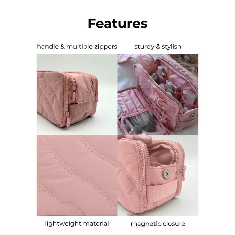 Travel Makeup Bag and Jewelry Organizer- Blush