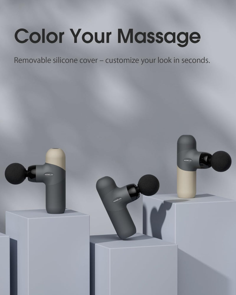 [Australia] - Morelax Mini Massage Gun Portable Deep Tissue Muscle Percussion Massager, Electric Handheld Sport Massager with 6 Massage Heads 4 Speed, Best Gift (Almond) Almond 