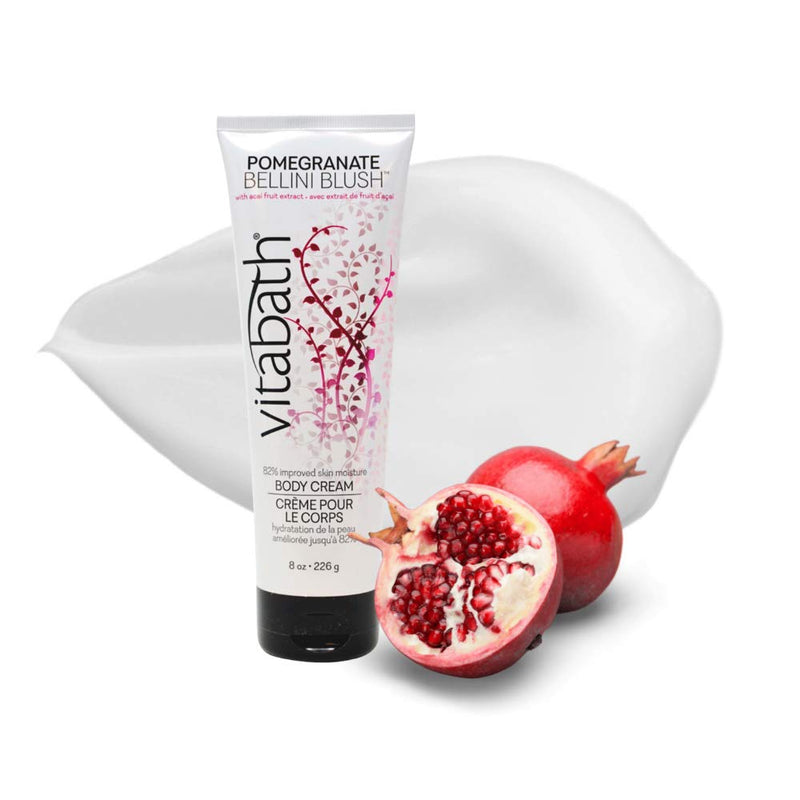 Vitabath Pomegranate Bellini Blush Moisturizing Body Cream - Soothing Hydration Vitamin & Nutrient Skin Care - Replenishing All Over Dry Skin Lotion Moisturizer for Women & Men - 8 Ounce 8 Ounce (Pack of 1)
