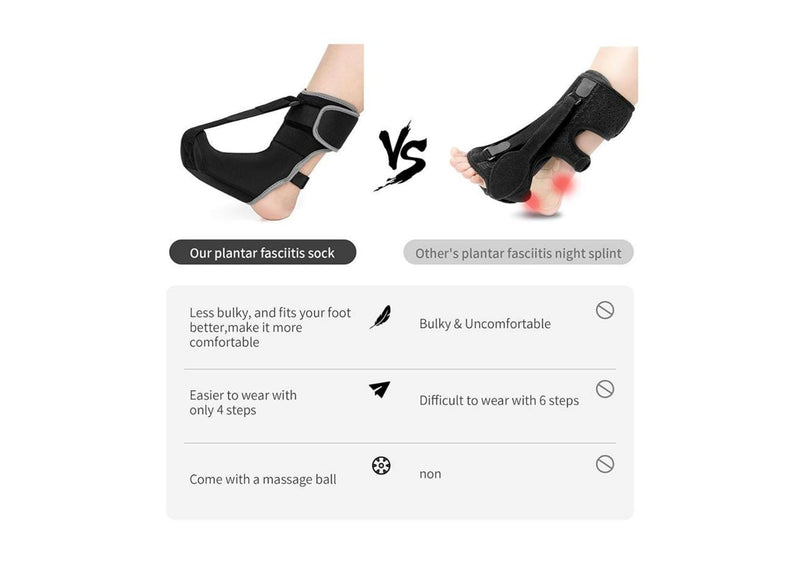 [Australia] - Plantar Fasciitis Night Splint Sock: Unisex Plantar Fasciitis Brace with Massage Ball for Foot Pain Relief by Plantar Fasciitis Achilles Tendonnitis Foot Drop Heel Spur Flat Arch (M/L) M/L 