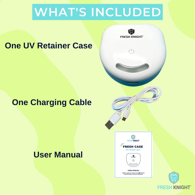 [Australia] - FRESH KNIGHT UV Retainer Case | UVC Retainer Cleaner, Disinfects Cleans and Removes Odors, Mouth Guard Case, compatible for Invisalign Case, Retainer Cases | Fresh Case 1x White-uv 