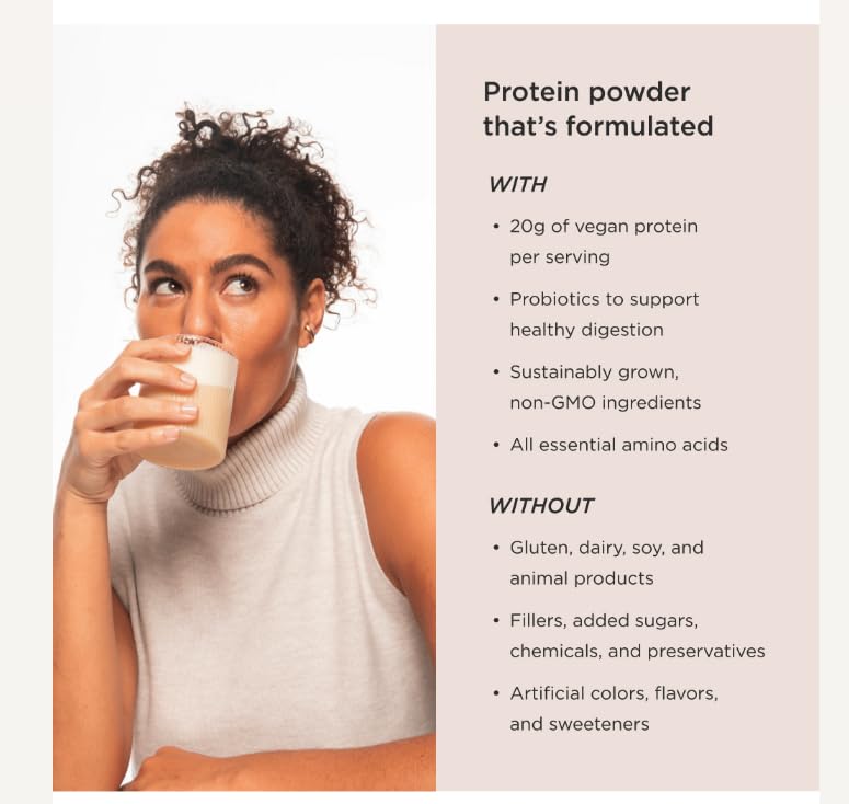 JSHealth Vegan Pea Protein Powder with Probiotics - Chocolate Brownie Flavor - Gluten Free, Non GMO, Plant Based Protein Drink Mix, 300g 300 g (Pack of 1)