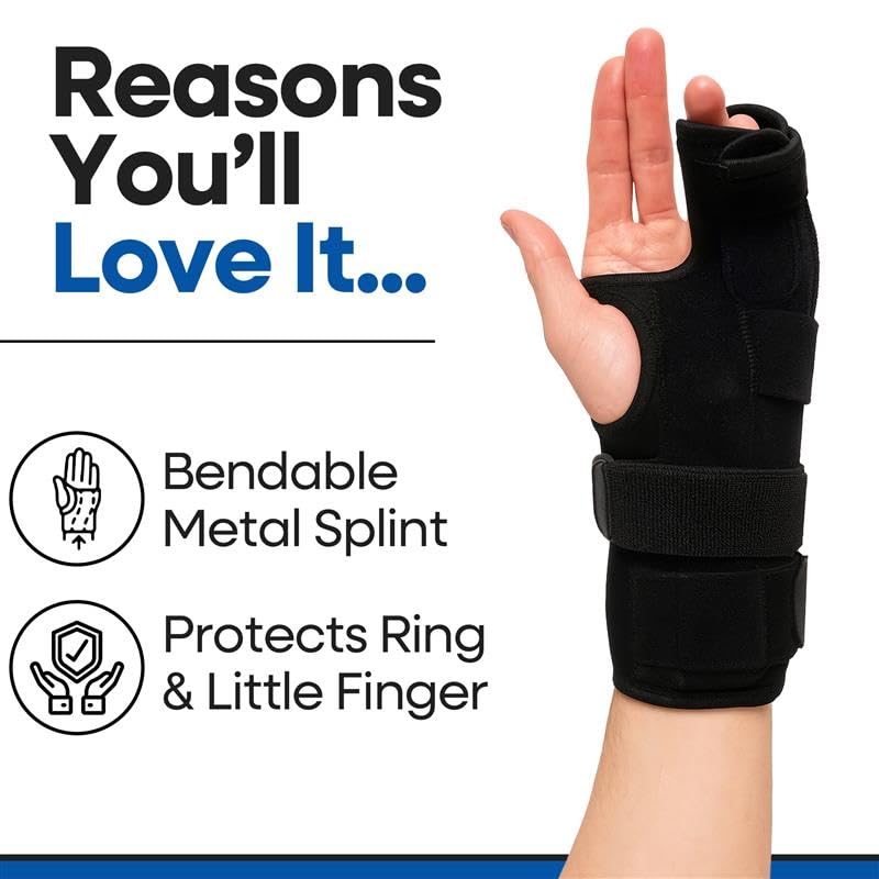 [Australia] - Pinky Finger Splint Boxer Fracture Brace | Ulnar Gutter Splint Hand Brace | Ring & Little Finger Splints | Broken Metacarpal Support Cast | Dupuytren's Contracture | Boxers Pinky Braces (SMALL RIGHT) Right Hand Black Small 