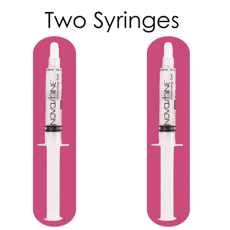 [Australia] - Novashine Teeth Whitening Gel Syringe Refill Pack 2X 5ml Syringes, No Sensitivity, Use with Novashine LED Light 1 