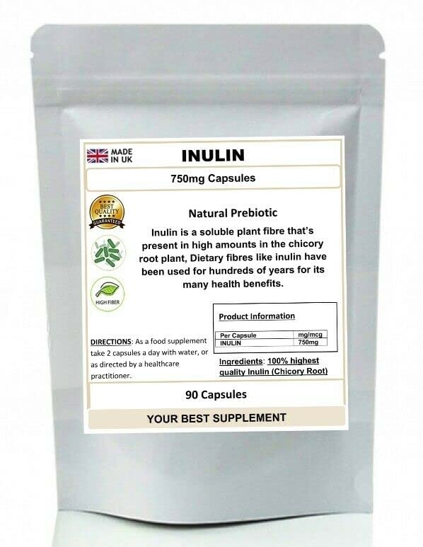 Inulin Capsules Natural Prebiotic Pure no additives (High Grade) 120