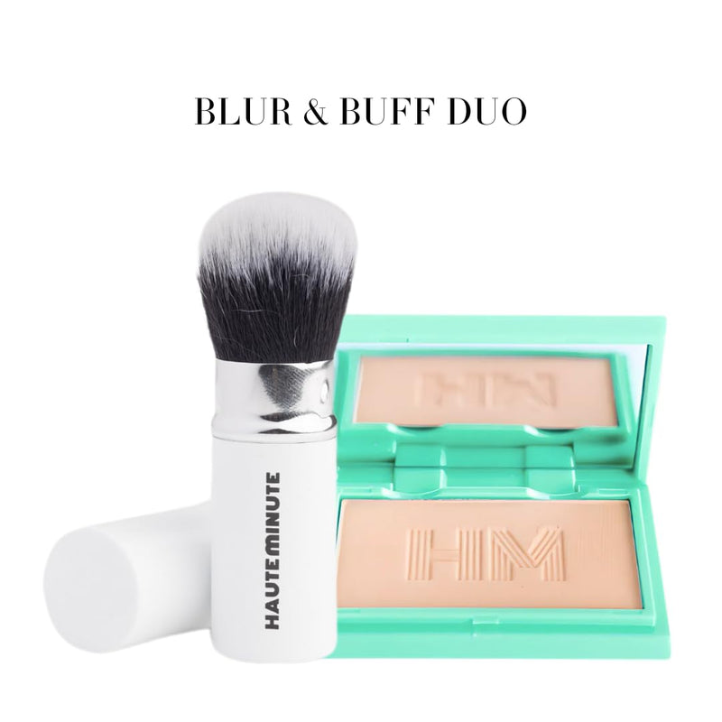 Mini Glam Bag, Mini Pressed Powder (Neutral Tan) & Glamstick Retractable Powder Brush