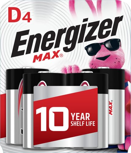 Energizer D Batteries, Premium D Cell Batteries Alkaline, 4 Count 4 Count (Pack of 1)