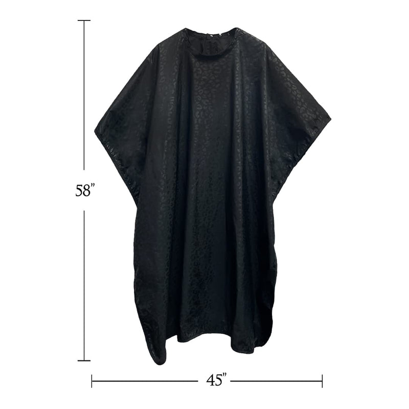 [Australia] - Betty Dain Black Jaguar Bleach-proof All Purpose Styling Cape, Material Defends Against Bleach Stains, Color Proof, Chemical Proof, Waterproof, Lightweight Embossed Nylon, Black 