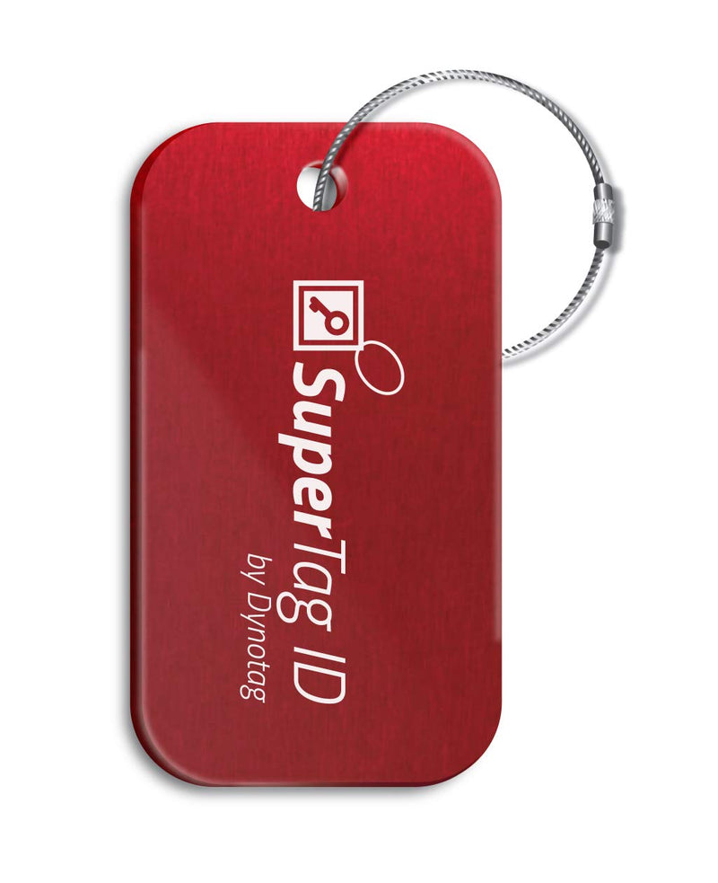 Dynotag® Sentry Series Solid Metal Web Enabled Smart Luggage ID Tag + Keychain Tag (Red Bundle)