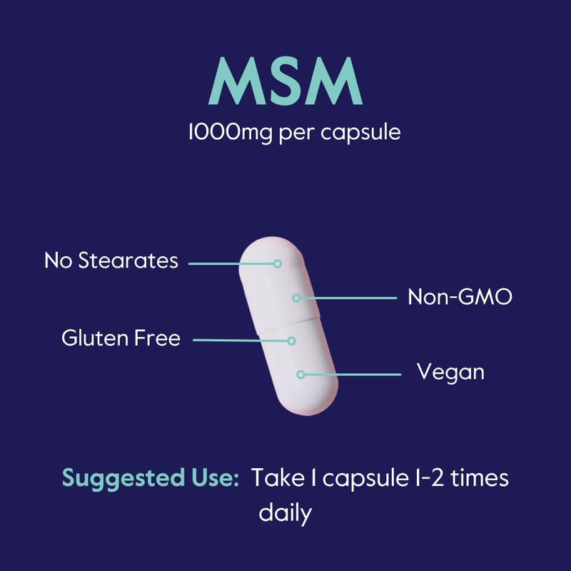 [Australia] - BESTVITE MSM 1000mg Made with OptiMSM (240 Capsules) - No Stearates - GMO Free - Gluten Free - Joint Support 240 Count (Pack of 1) 