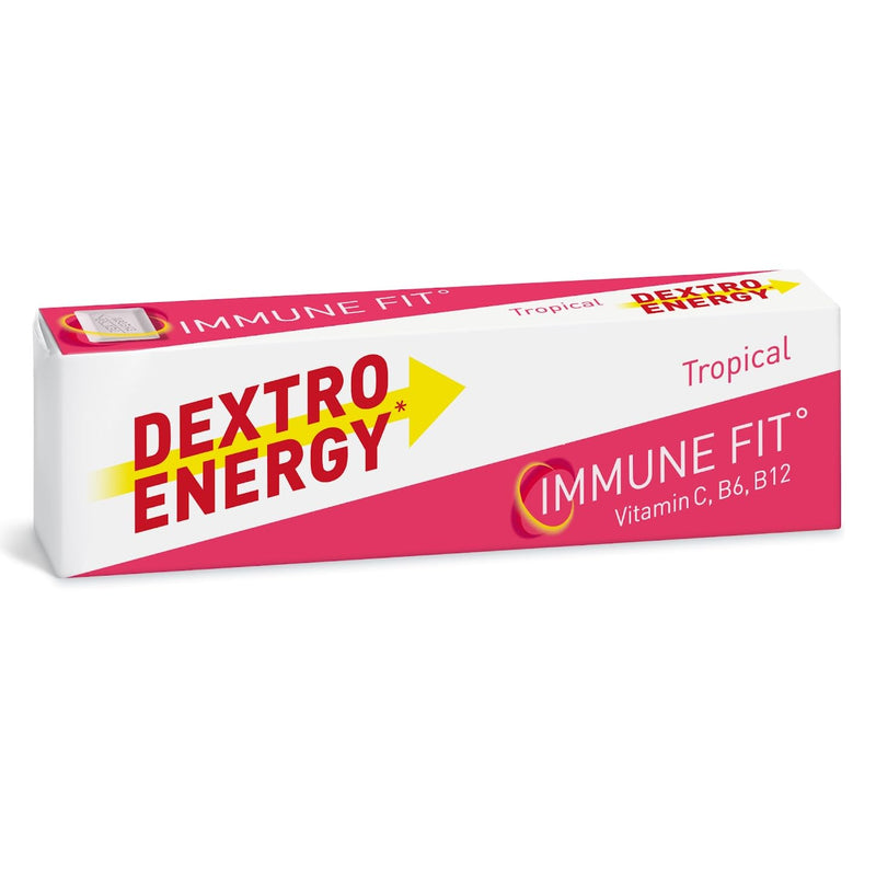 Dextro Energy Tropical Glucose Tablets |Fast Acting Carbohydrates for a Quick Burst of Glucose|with Vitamin C, B6, B12 and folic Acid | 14 Count (Pack of 24)
