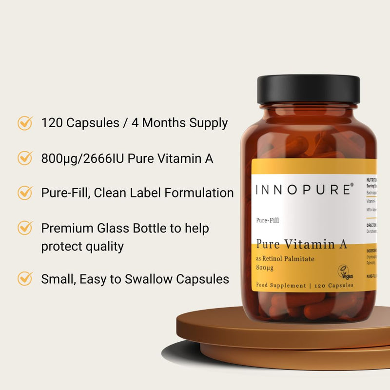 INNOPURE Vitamin A 800µg (No Fillers or Binders) Pure-Fill Supplement 120 Capsules