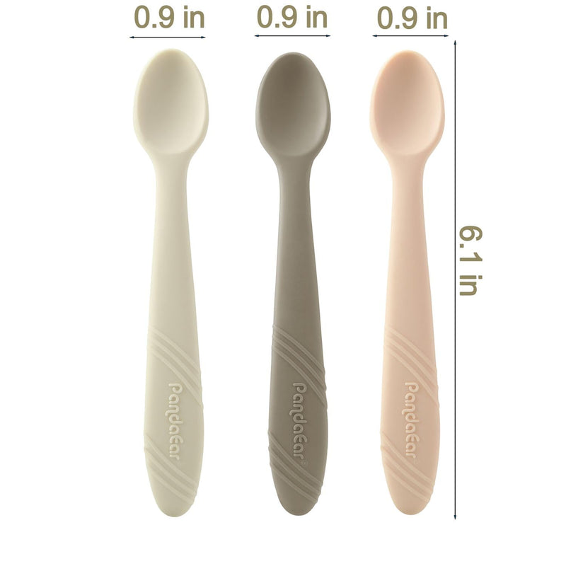 [Australia] - PandaEar 7 Pack Silicone Baby Feeding Spoons, First Stage Training Spoon Infant Utensils Feeding Supplies, BPA Free Gum-Friendly Soft Tip Baby Led Weaning Spoon 