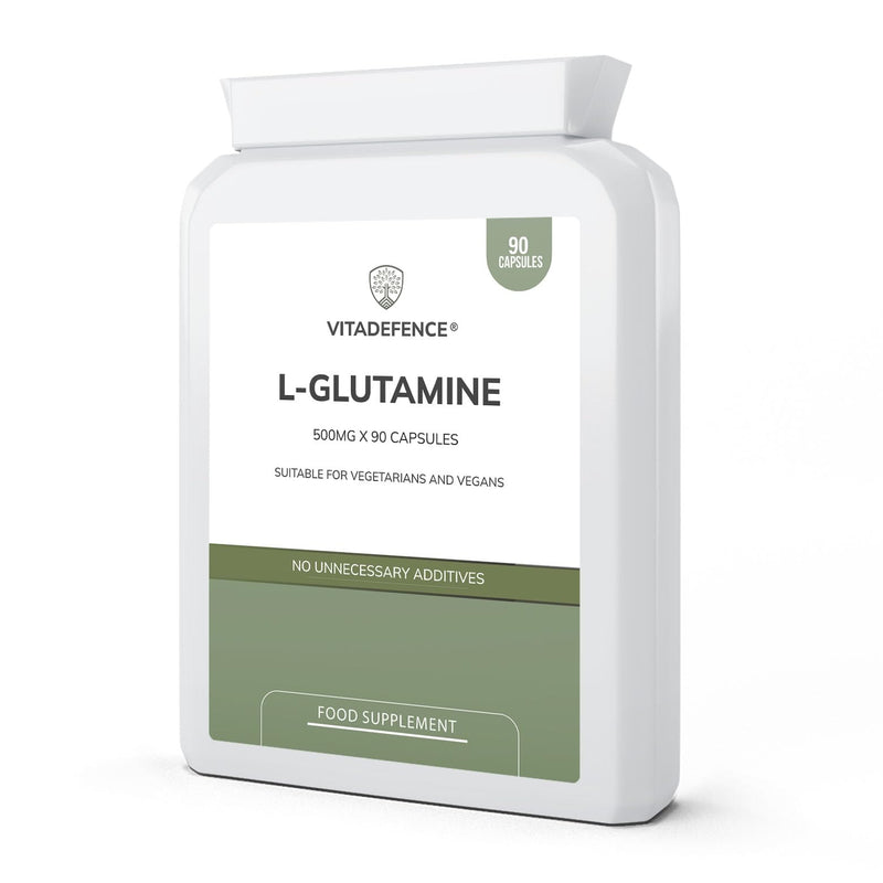 L-Glutamine 500mg Food Supplement, 90 Capsules, Vegetarian and Vegan Friendly