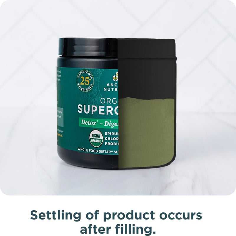 Ancient Nutrition Organic Super Greens + Multivitamins Powder | Vitamins + Made from Real Fruits, Vegetables and Herbs, for Digestive and Energy Support, 12 Servings