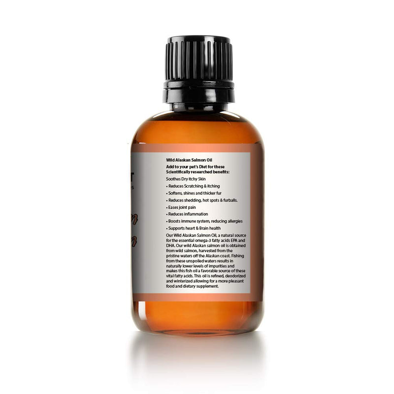 Pure Wild Alaskan Salmon Oil for Dogs & Cats - Supports Joint Function, Immune & Heart Health - Omega 3 Liquid Food Supplement for Pets - All Natural EPA + DHA Fatty Acids for Skin & Coat - PawsPlanet Australia