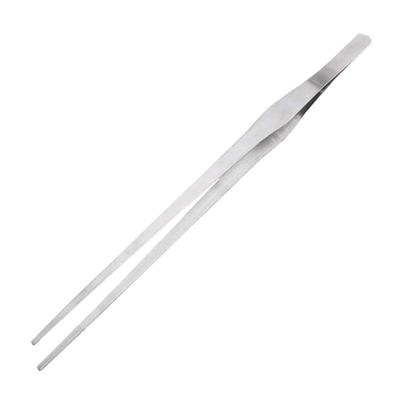 Comfecto 15 Inch Extra Long Tweezers Stainless Steel Straight Serrated Tip, Non Slip Reptile Feeding Tweezer Tongs Tool for Aquarium Aquascaping Cooking Straight Tip - 15"