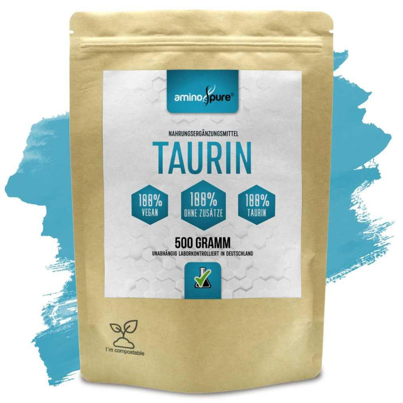 [Australia] - aminopure® | Taurine powder pure | pure and vegan taurine without additives | 500 servings (1 gram per day) | tested for harmful substances in the laboratory with certificate | 500 grams 