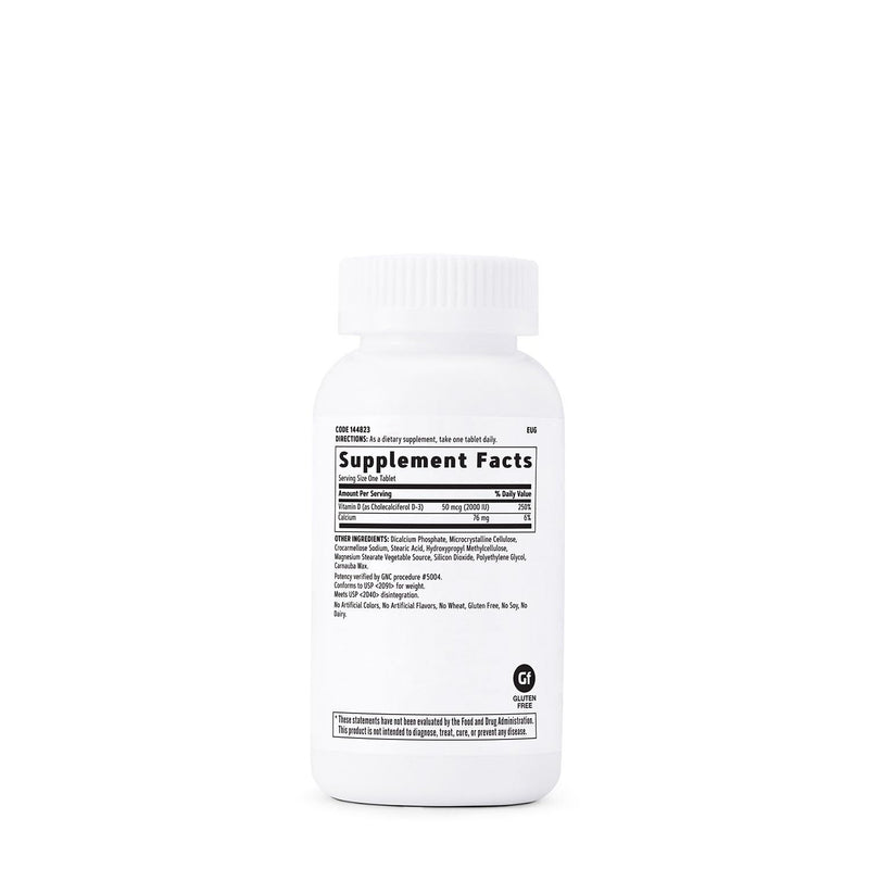 GNC Vitamin D-3 2000 IU, Healthy Teeth & Bones, 180 Tablets, Twin Pack | Supports Calcium Absorption for Healthy Teeth and Bones, Helps Maintain Normal Blood Calcium Levels and Bone Mineral Density