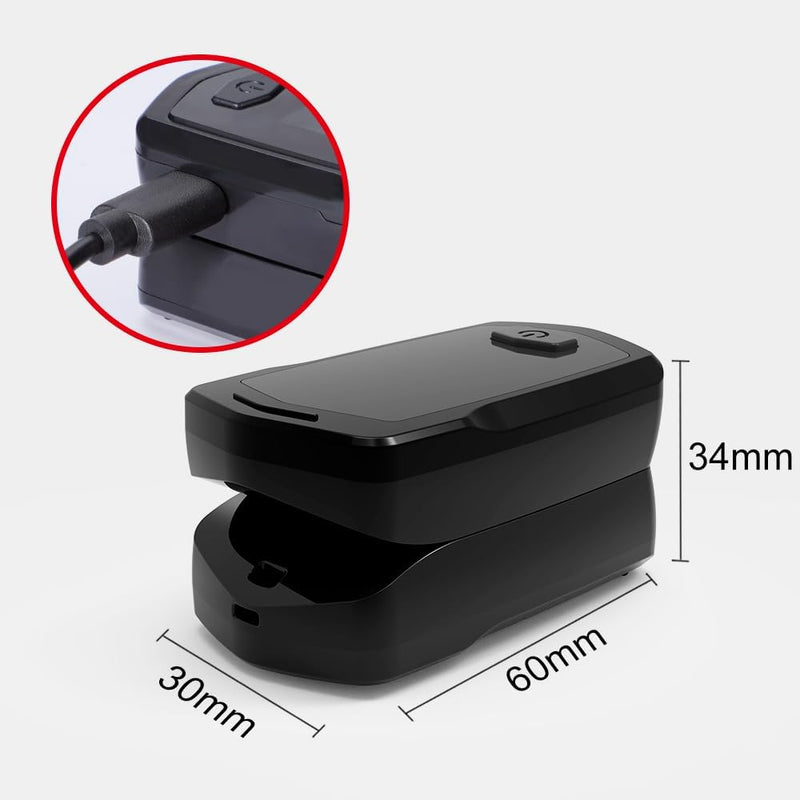 oxygen saturation oximeter - FINGERTIP OXIMETER Pulse Oximeter Fingertip Rechargeable Blood Oxygen for Adults and Children Black