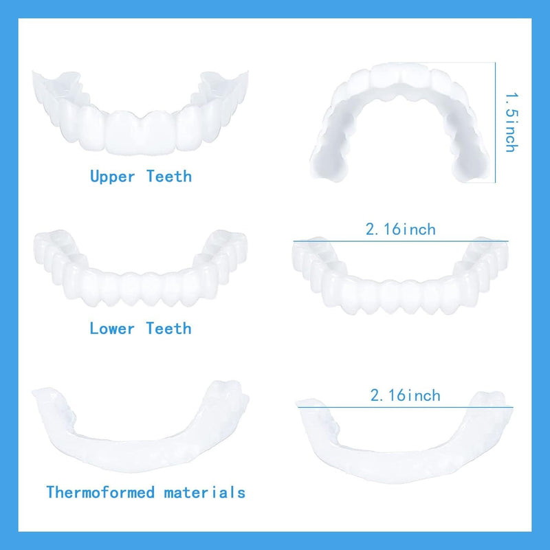 2 Pairs, Nature and Comfortable Regain Confidence Smile,Temporarily Adjustable for Men and Women.(White) White