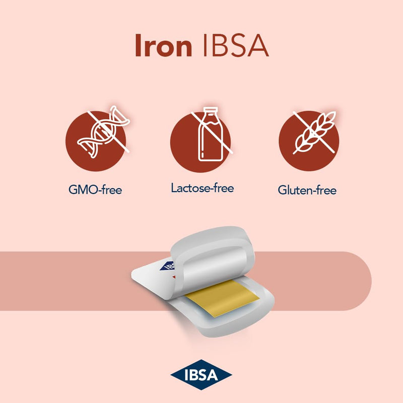Iron IBSA | 20 Orodispersible Films | Food Supplement Based on Iron and Folic Acid, which contribute to The Normal Function of The Immune System and Help Reduce Tiredness.
