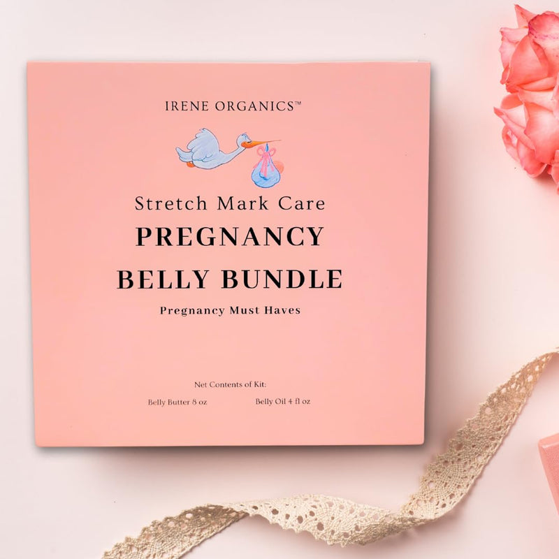 [Australia] - Belly Bundle by Irene Organics - Organic Belly Butter and Oil for Pregnancy Stretch Mark Prevention and Treatment - Award Winning Skincare For Pregnancy and Postpartum - Mother's Day Gift Set (Large) 2 piece set - Large 