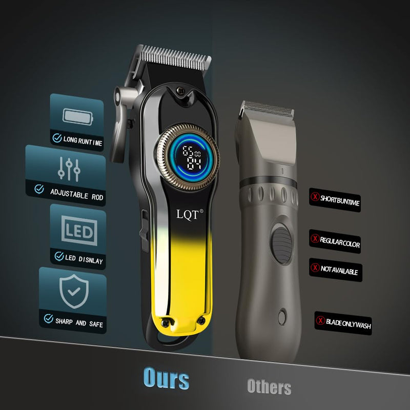 [Australia] - LQT® Hair Clippers for Men Professional, Body Hair Trimmer & Cordless Grooming Set with LED Display Zero Gap Clippers,Fade Haircut Kit, Electric Hair Cut Machines- Ideal Gifts for Men (Gold) Gold 