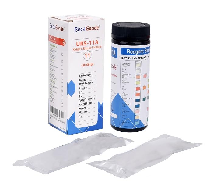 [Australia] - BecaGoode-Urine Rapid Test-Strips 11 Parameters, UTI Test Kit, Liver Function, Kidney and Gallbladder, Packed w/h Two Separate Foil Pouch in One Big Bottle - 120 Count 