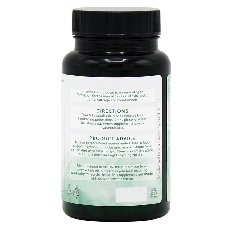 Beauty Collagen Supplement with Hyaluronic Acid - Hydrolysed Marine Collagen - 60 Capsules - Non-GMO, Made in the UK - G&G Vitamins