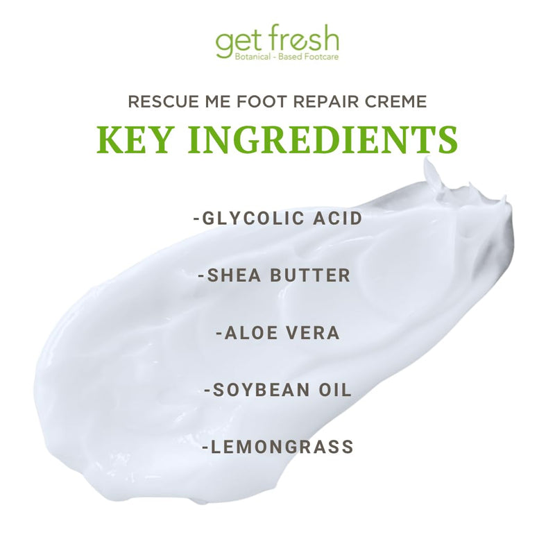 Get Fresh Rescue Me - Intensive Foot Cream for Dry Skin, Cracked Heels, and Calluses, with Shea Butter, Aloe, and Lemongrass, 170g
