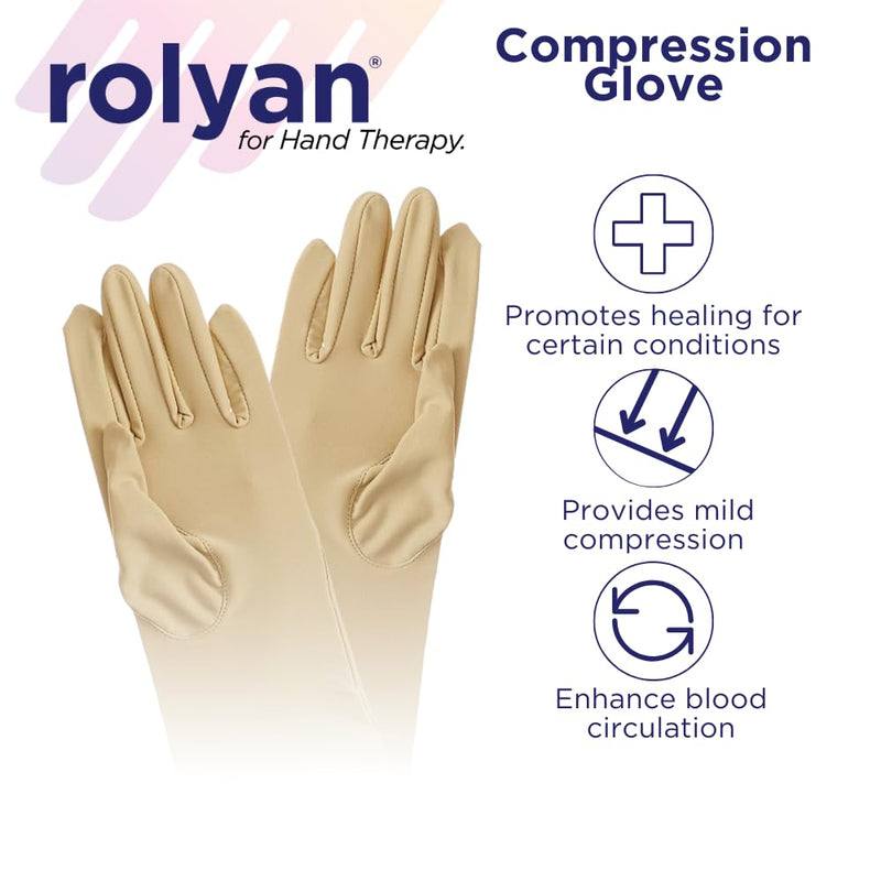 Rolyan Compression Gloves, Compression Gloves for Arthritis for Men & Women, Arthritis Compression Gloves for Carpal Tunnel, Compression Gloves for Swelling, Pair of Gloves, Small, Closed Finger