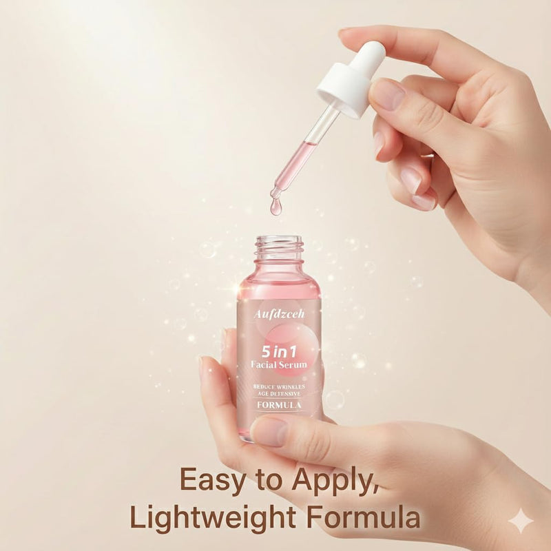5 In 1 Vitamin c Serum Hydrating Face Serum with Vitamin C, Hyaluronic Acid, Niacinamide & Collagen – Lightweight Facial Serum for Daily Moisturizing, Soft & Radiant Looking Skin