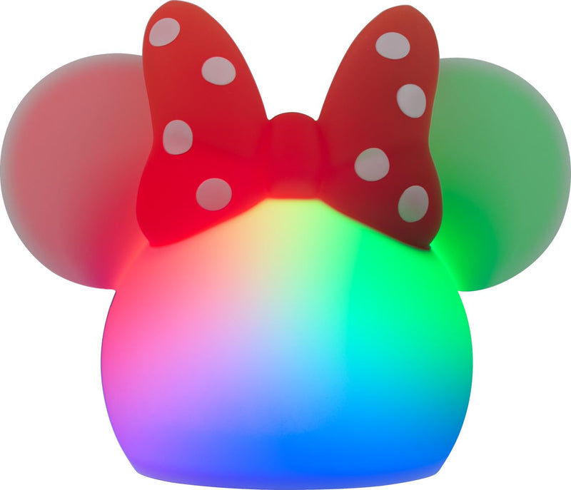 Disney Minnie Mouse Squishy Light, Color Changing, Night Light for Kids, USB Lamp, Battery Operated, Dimmable, Ideal for Bedroom, Playroom, Living Room, and More, 66945 1 Pack Multi-color Minnie Squishy