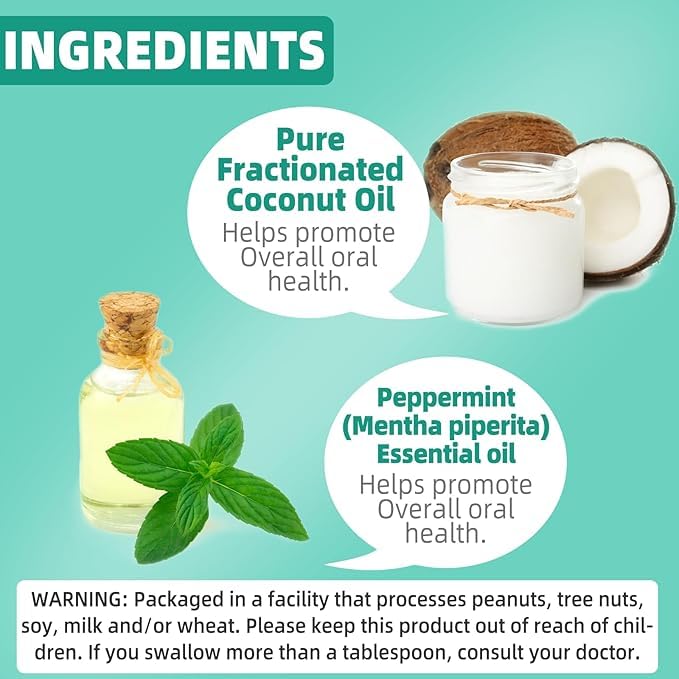 [Australia] - Coconut Oil Pulling for Fresh Breath and Oral Hygiene - Ayurvedic Expert Formulated | Supports Healthy Gums | Natural Teeth Whitening - Includes Tongue Scraper and Measuring Cup - 8 fl. oz 