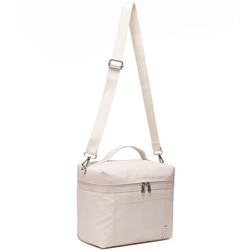 [Australia] - NOL Natural Organic Lifestyle Insulated Lunch Bags for Women Cooler Bag Lightweight Nylon Waterproof Lunch Box For Work（Medium, Cream Medium(normal) 