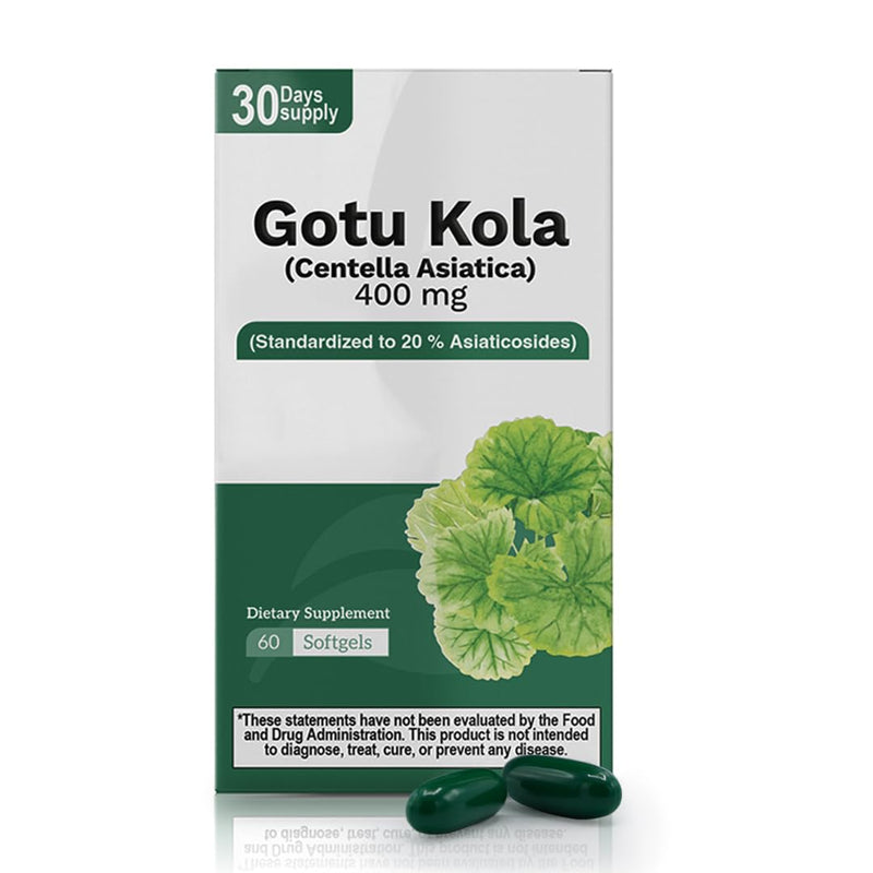[Australia] - Gotu Kola 400mg ‚Äì Standardized Centella Asiatica Extract with 20% Asiaticosides ‚Äì Promotes Cognitive Support, Brain Health & Focus ‚Äì 60 Softgels ‚Äì Non-GMO, Gluten-Free Formula 