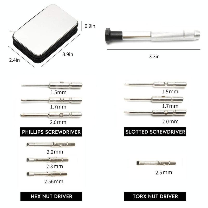 [Australia] - Precision Screwdriver Set, Eyeglass repair kit with 10-style screwdrivers/nose pads/4 in 1 portable screwdrivers/ear hook/tweezer for eyeglasses sunglass watch calculator (with 70-style screws) 