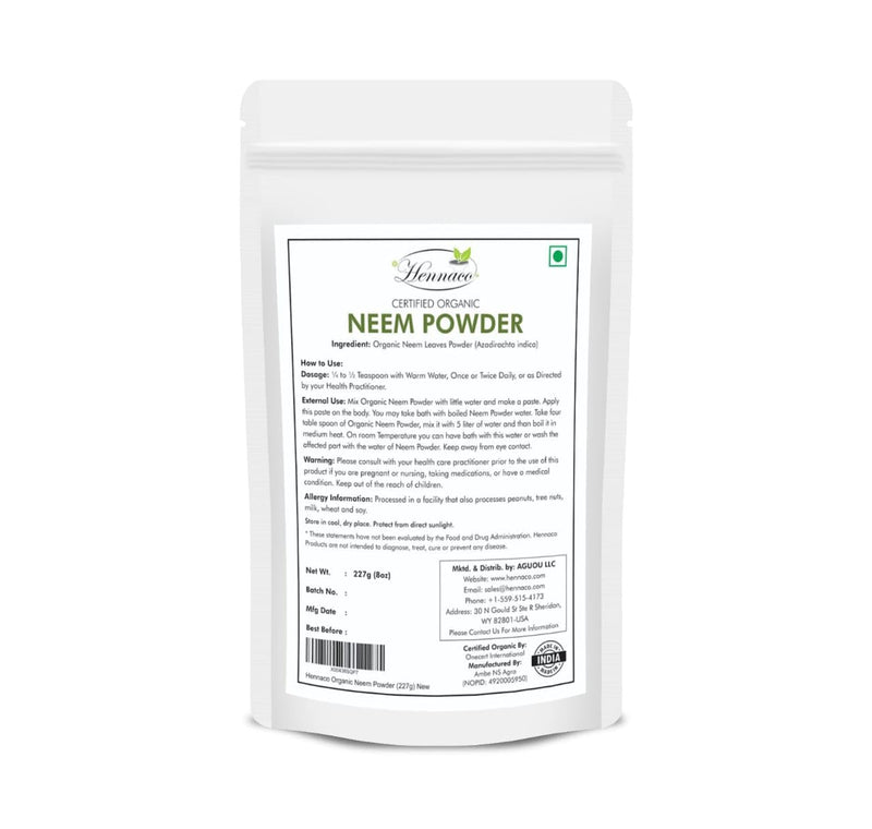 [Australia] - Organic Neem Powder| Ayurvedic Herb for Skin and Hair | Resealable Zip Lock Pouch | USDA Organic| Pure & Natural Neem Powder for Drinking| Dried Neem Leaves Powder| 227 Grams (8 OZ) 8.01 Ounce (Pack of 1) 